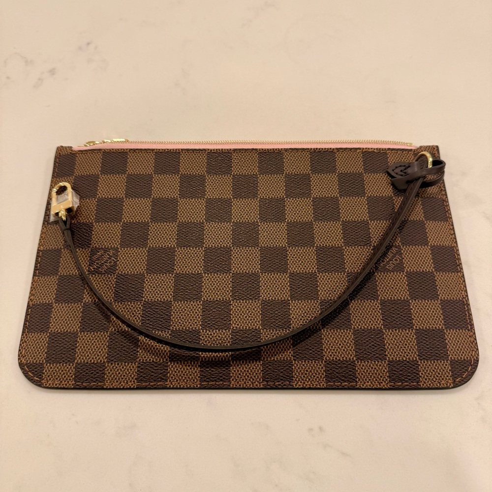 Louis Vuitton Neverfull MM Wristlet in Damier Ebene